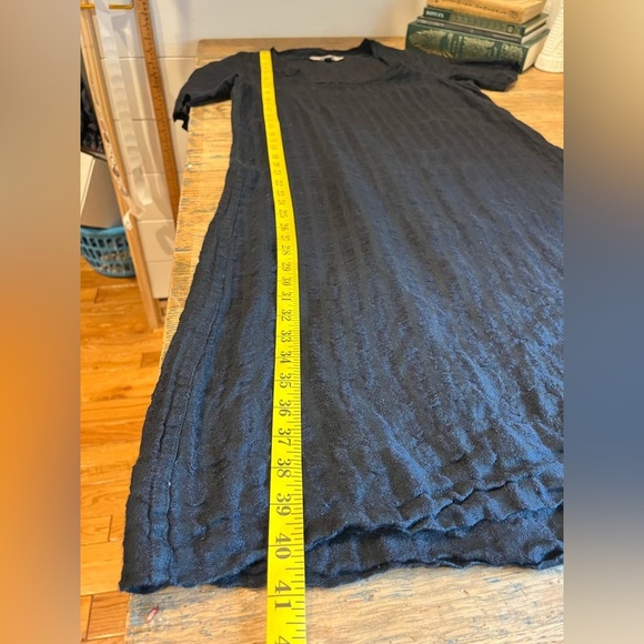 FLAX • Black Sheer Textured Dress • Size P - Picture 4 of 9